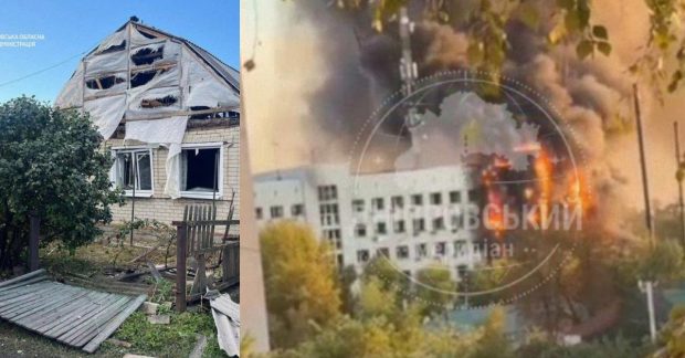 Російська атака на Павлоград спричинила масштабну пожежу в адмінбудівлі, троє людей госпіталізовано